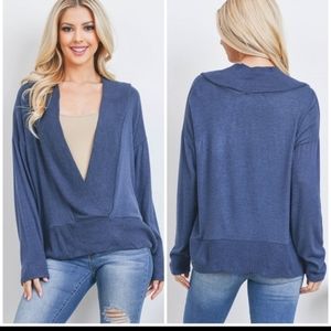 Deep V Neck Pullover Cardigan